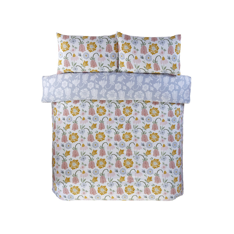 VICTORIAN BLOOM Polyester Floral Duvet Cover Set with Pillowcases Included, Blue, Kingsize, 3