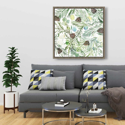 Pine Cone Pattern - Framed Canvas for Living Room Decor