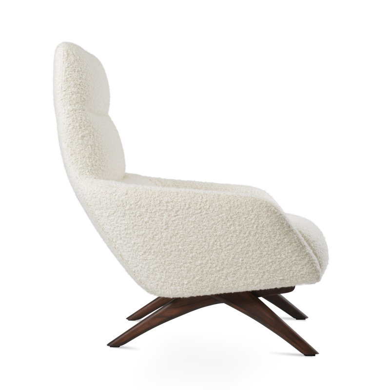 Fauteuil en bois BRC, Laine blanc cassé