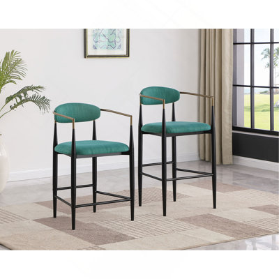 Fabric Upholstered Counter Chair (Set Of 2)