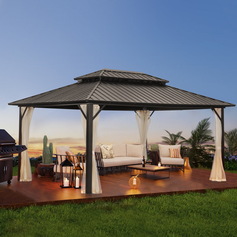 12 pi. L 16 pi. D Pavillon de jardin en aluminium