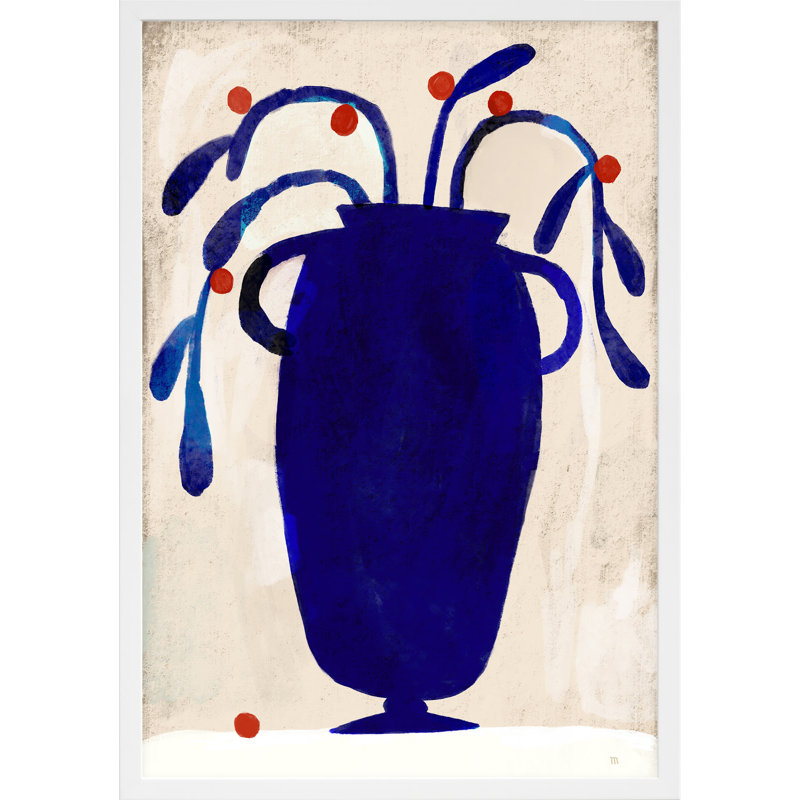 Juliane Red Berries - Peinture sur papier, H 20 po x l 14 po x P 1,25 po, Cadre blanc