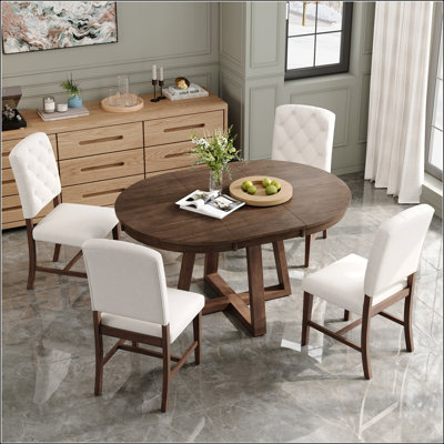5-Piece Retro Functional Dining Set for Family Gatherings and Elegant Farmhouse Style