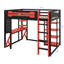 Lit mezzanine double en bois avec bureau, tablettes, prise de courant et ports USB / Type-C, plus éclairage DEL-178297265