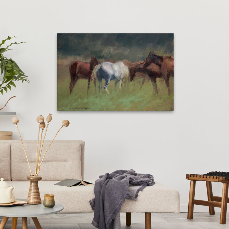 Chevaux du Sud - Paysages contemporains, art animalier, chevaux, H 24 po x l 36 po