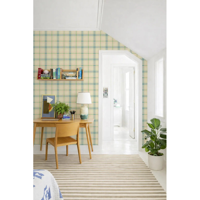 English Check, Greenhouse, Faux Grasscloth