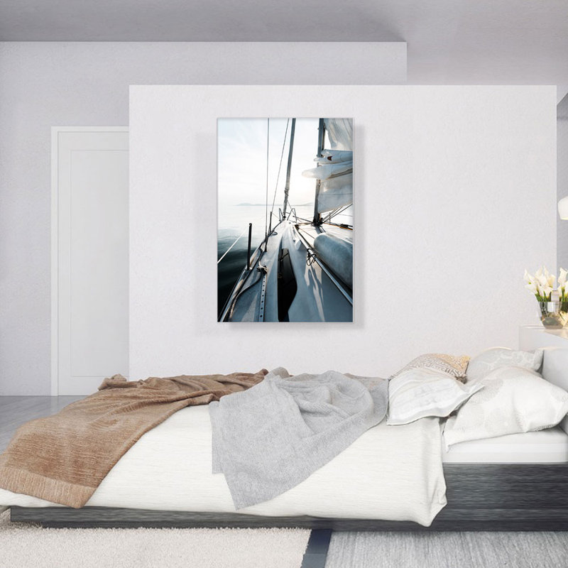 Bateau dans l'océan - reproduction de photo sur toile tendue, H 40 po x l 26 po x P 0,75 po