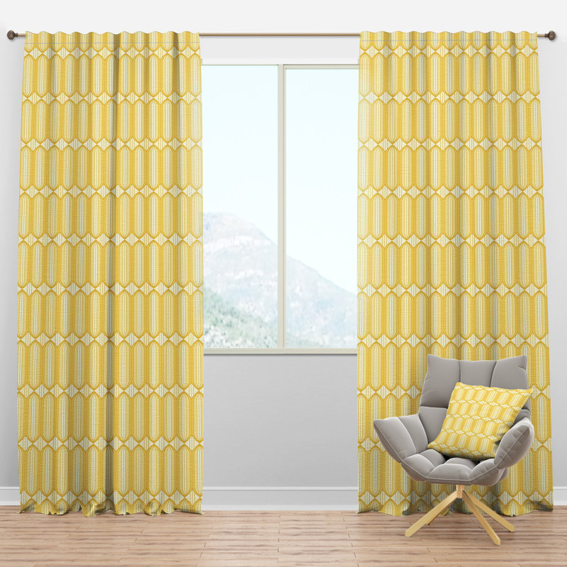 Retro Ornamental Design III - Mid-Century Curtain - Velvet Room darkening - 1 panel, 52"W x 120"L