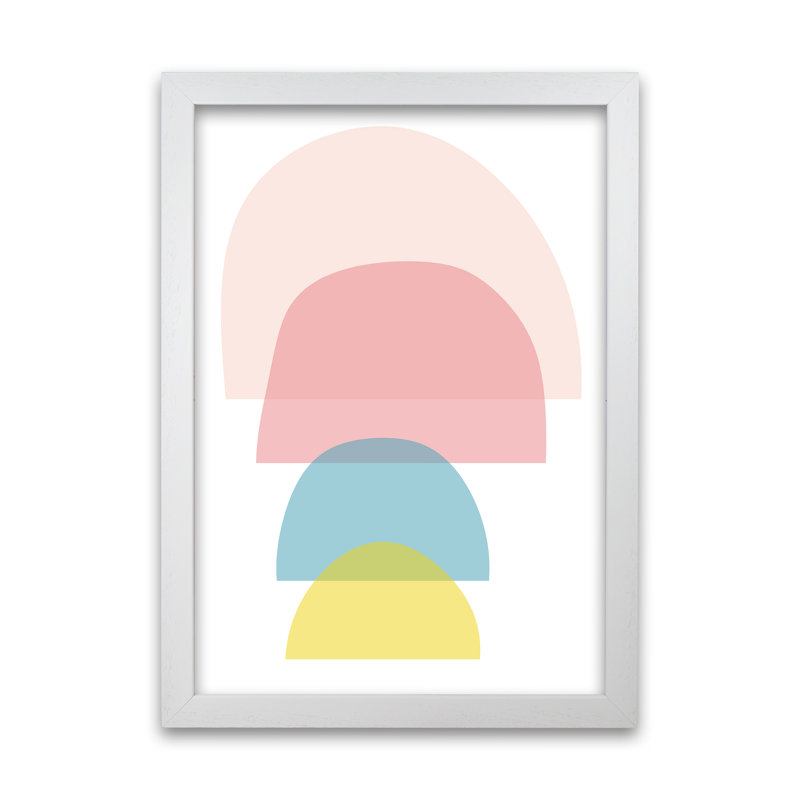 Four Coloured Half Pebbles Original - Print, 59cm H x 42cm W x 3cm D, White Frame