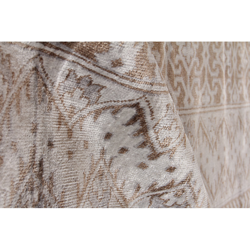 Antique Weave Bamboo hand-knotted Bamboo Silk Beige Area Rug, 9'X12'