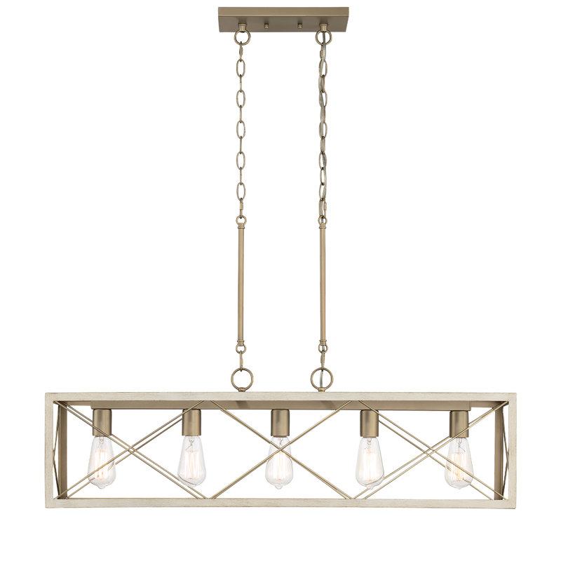 Lustre linéaire pour îlot de cuisine à intensité variable Evys, Frêne français, 5, H 109 po x l 36 po x P 7,78 po