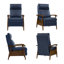 Véritable fauteuil inclinable en cuir véritable de qualité supérieure, fauteuil inclinable manuel à dossier haut Mid-Century en bois de noyer massif, méridienne réglable à 3 positions pour petit salon, chambre à coucher et coin lecture (ensemble de 2)-681600982