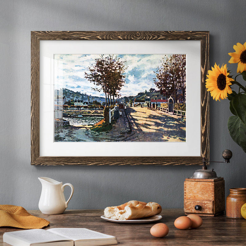 La seine à Bougival par Monet, reproduction d'art sur papier, Noyer, H 22 po x l 32 po x P 1,5 po