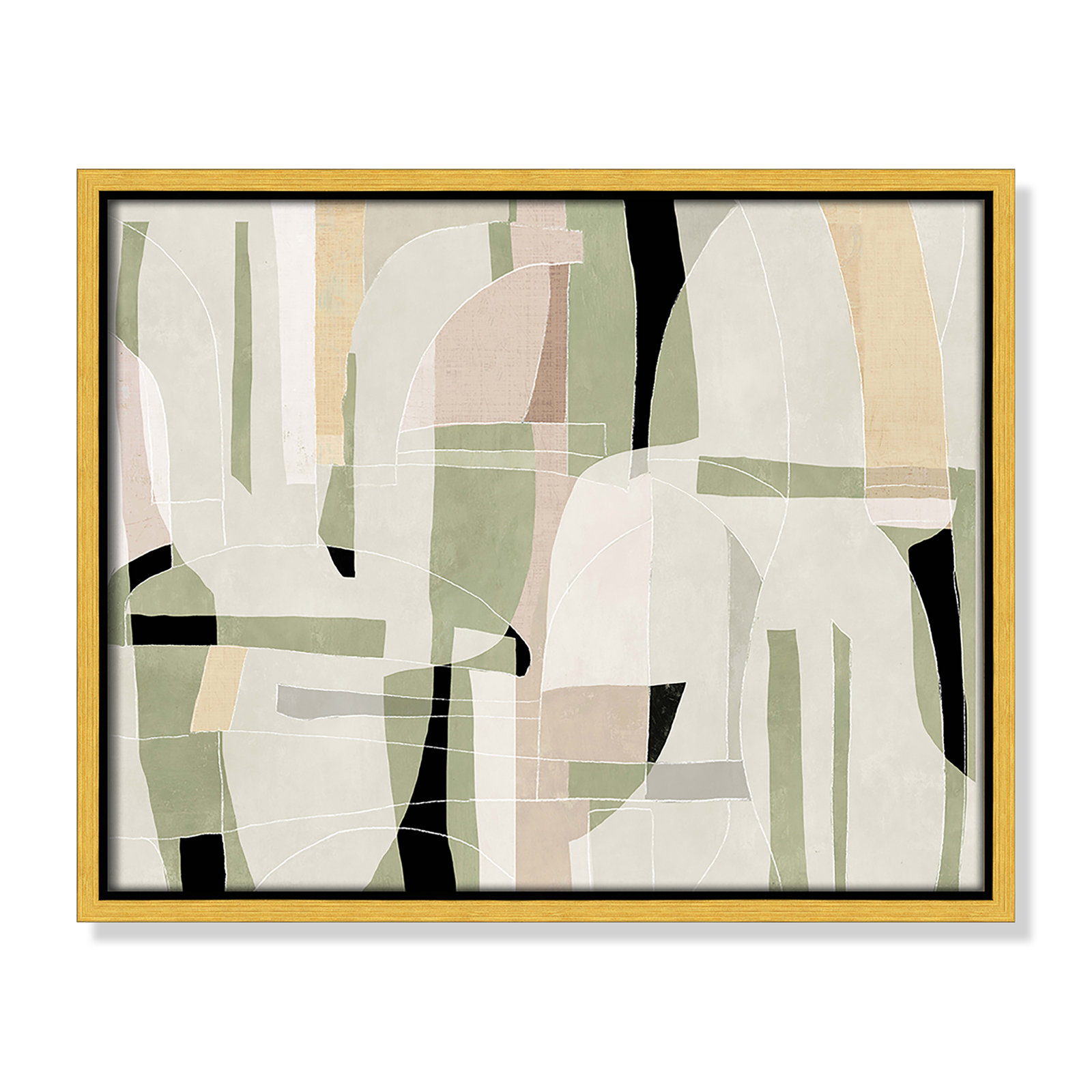 Sunny Barcelona - Floater Frame Canvas, 15.5" W x 12.5" H, Gold