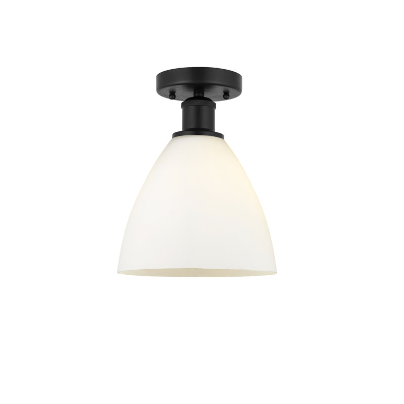 Plafonnier semi-encastré 1 lumière, Noir mat, Blanc mat, H 9,63 po x l 7,5 po x P 7,5 po