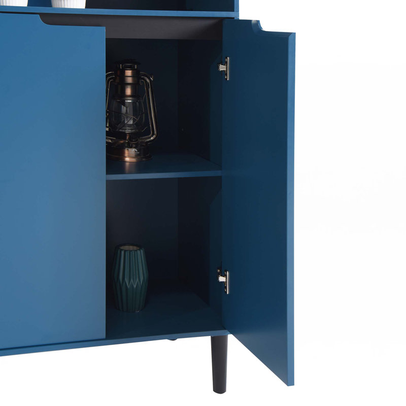 Grand rangement de salle de bain autoportant, Bleu