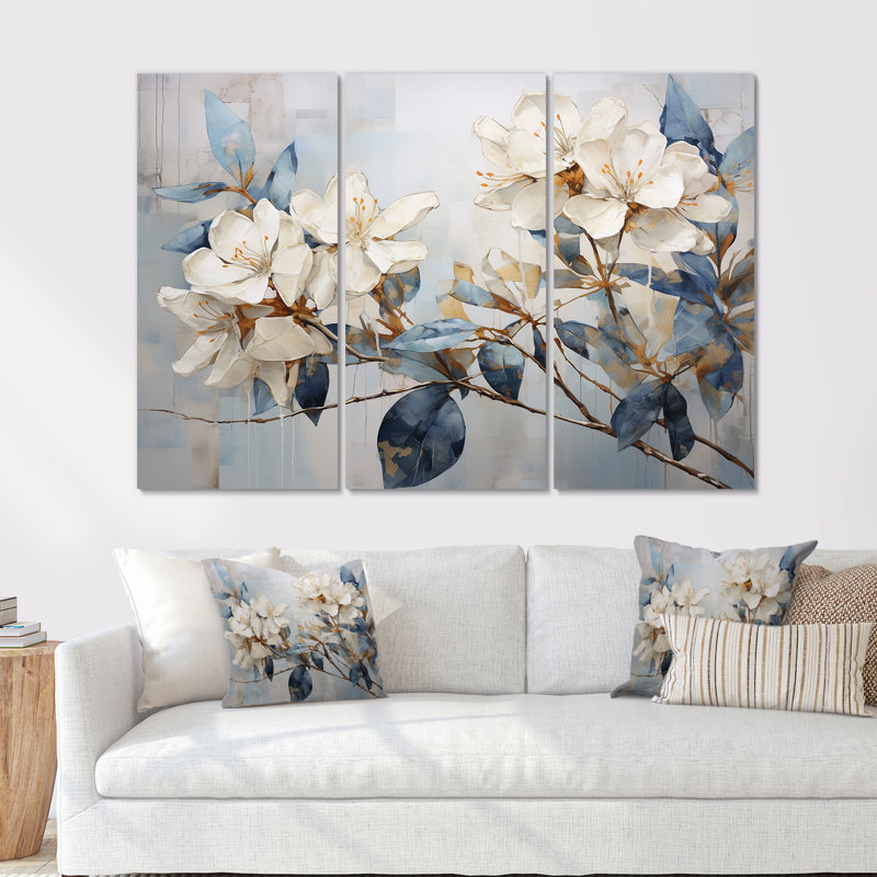 Rhododendron gracieux minimalisme - ensemble d'art sur toile Rhododendron, H 32 po x l 48 po x P 1 po