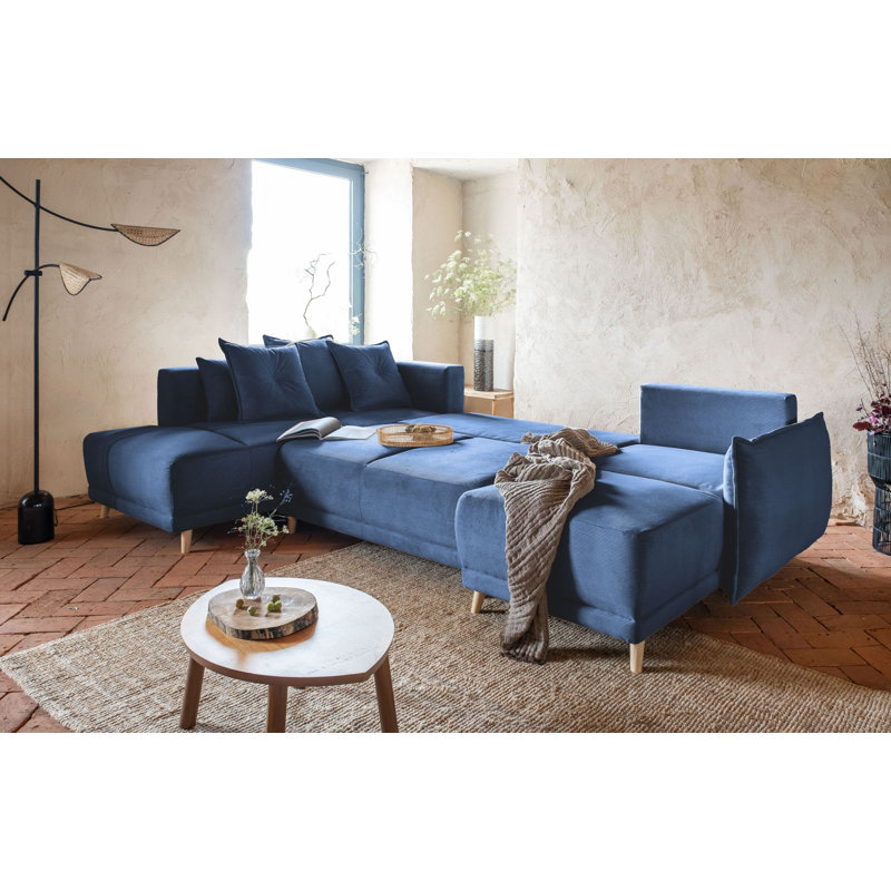 Lazy Lukka 8 Seater Sofa Bed, Left Hand Facing, Blue