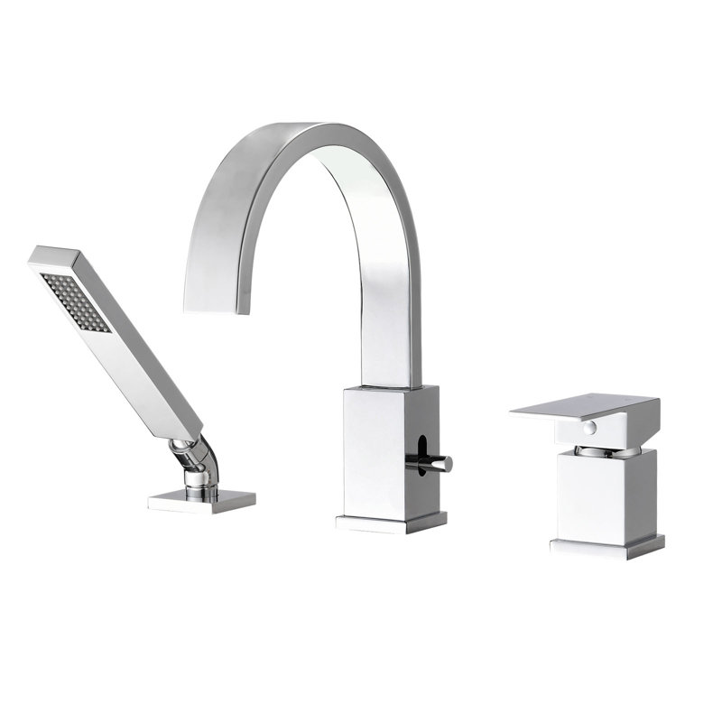 Robinet de baignoire romaine à fixation sur le comptoir avec douche à main, Chrome