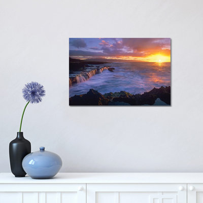 Sunset At Shark's Cove, Oahu, Hawaii 1 Piece Wrapped Canvas Wall Art