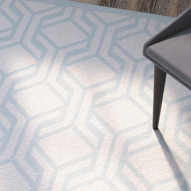 Arneshia Geometric/Beige Indoor / Outdoor Area Rug, Runner 2'3" x 6'7"