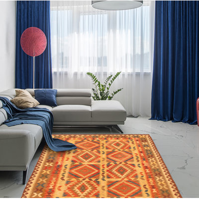 Tapis décoratif en laine noué à la main de conception unique 4 pi 11 po x 6 pi 6 po noué à la main New Age