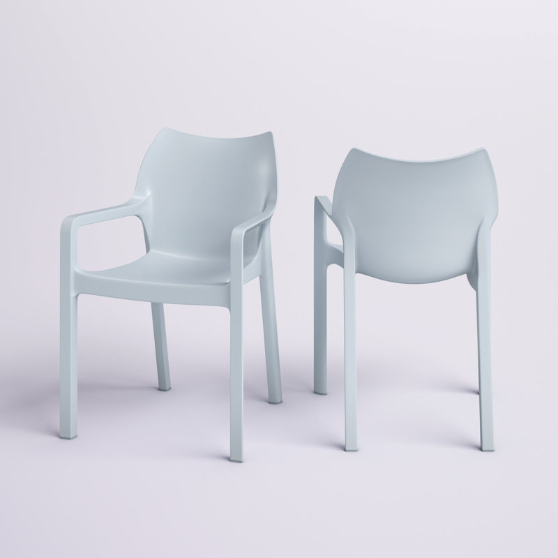 Adrian Stacking Patio Dining Armchair, Silver Gray 