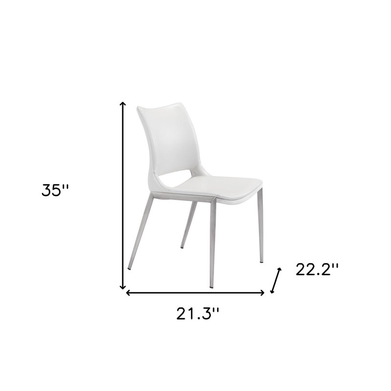 Chaise d'appoint rembourrée Leonino, Blanc, Blanc