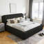 King Size Upholstered Platform Bed with Headboard, Solid Wood Frame, No Box Spring Needed, Black-1326520550-1326520548