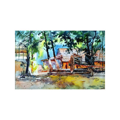 Beau village | Aquarelle sur papier | Par Rajesh Ajgaonkar