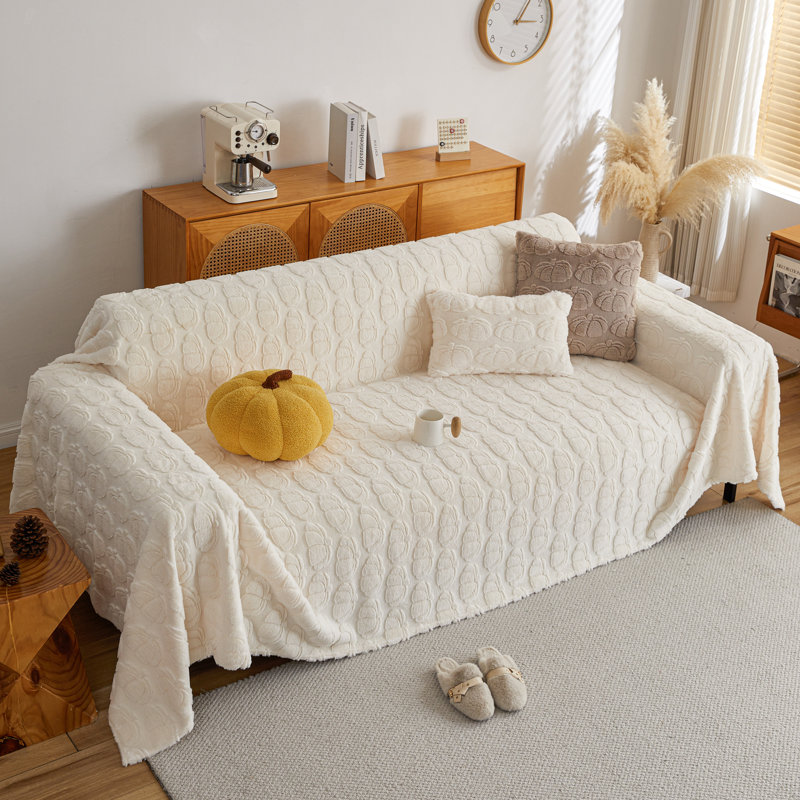 Housse pour canapé en peluche antidérapante avec motif de citrouille 3D, protection de canapé lavable à la machine pour canapé modulaire, canapé en L