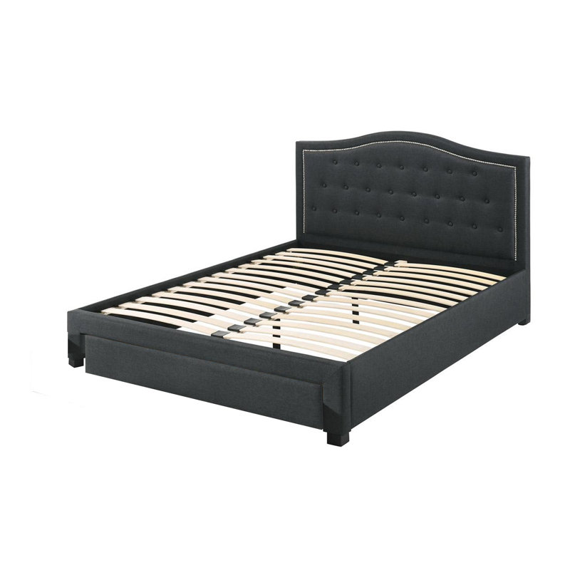 Tête de lit tapissier gris foncé Sey Bed, Double