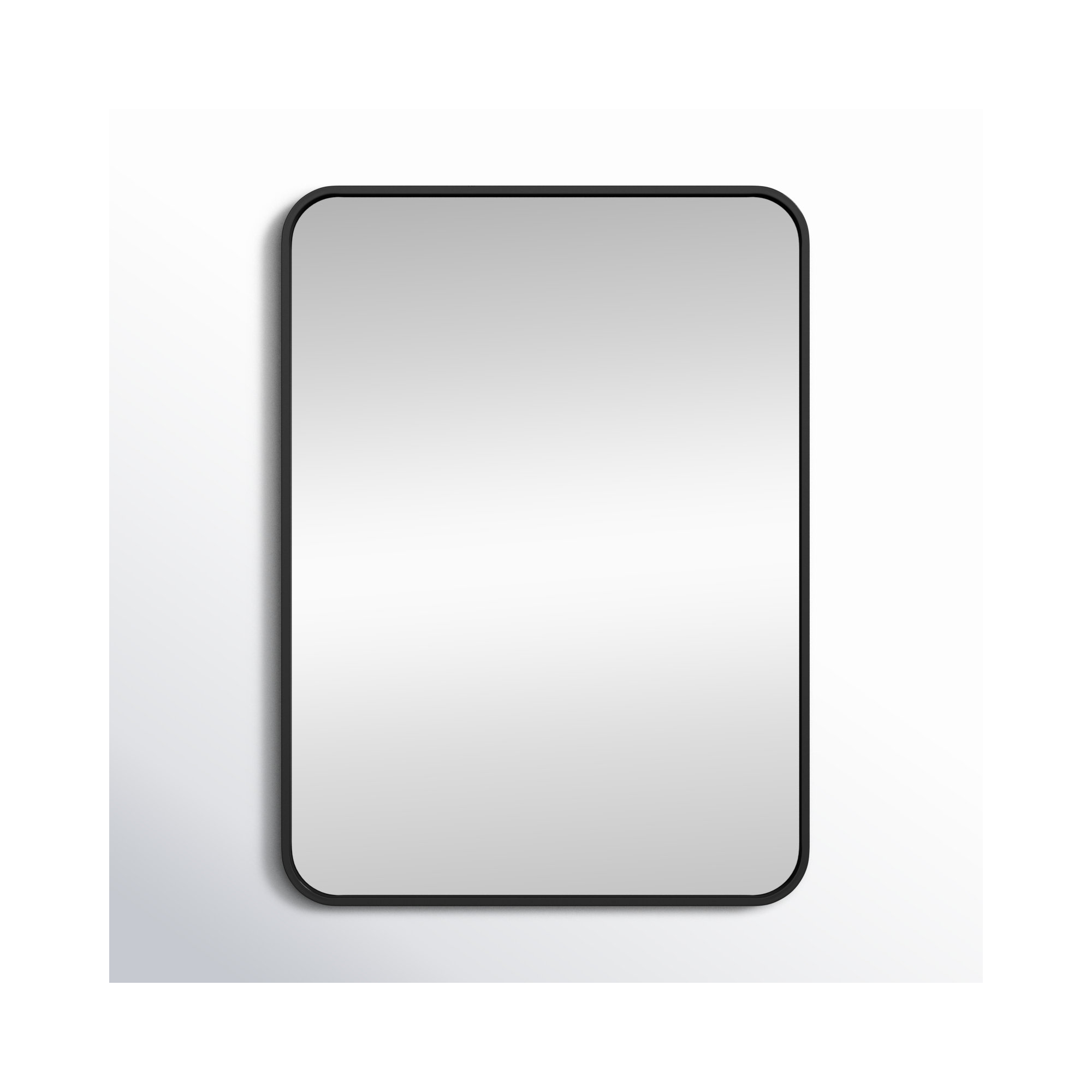 Sabine Metal Rounded Rectangle Wall Mirror, Black, 30" x 22"
