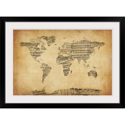 Francy " Map Of The World Map From Old Sheet Music " by Michael Tompsett