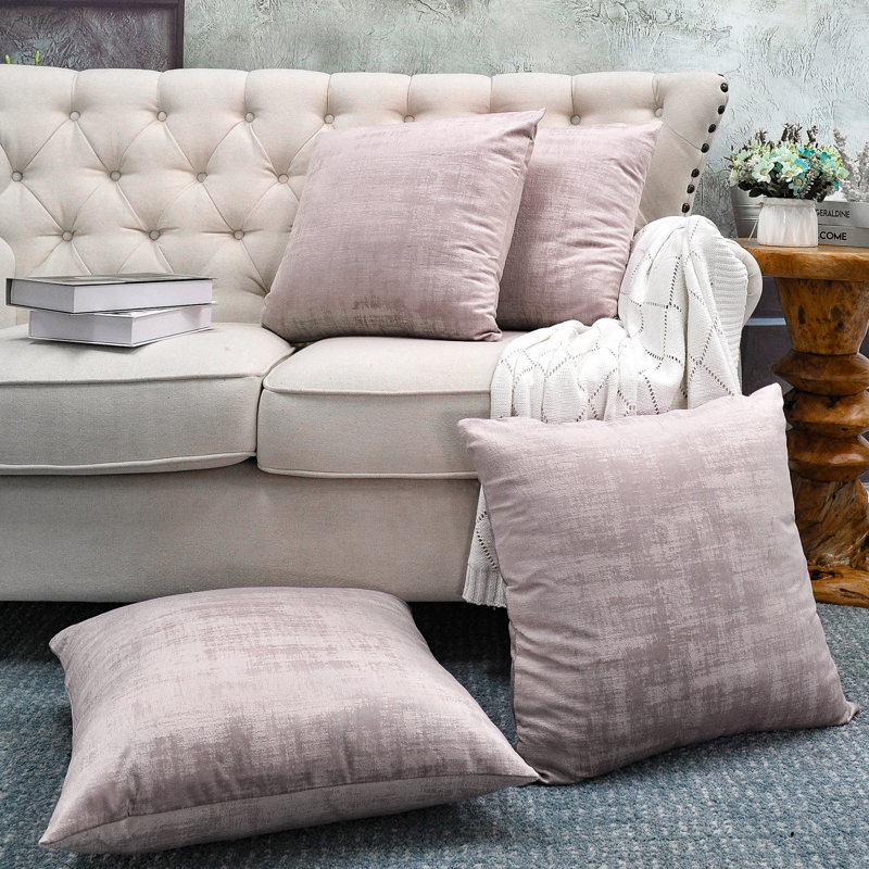 Textured Velvet Throw Pillow Cover, Softpink