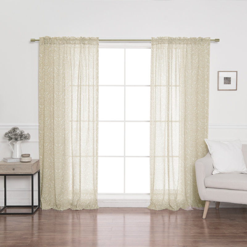 Panneau coulissant géométrique avec passe-tringle, Beige