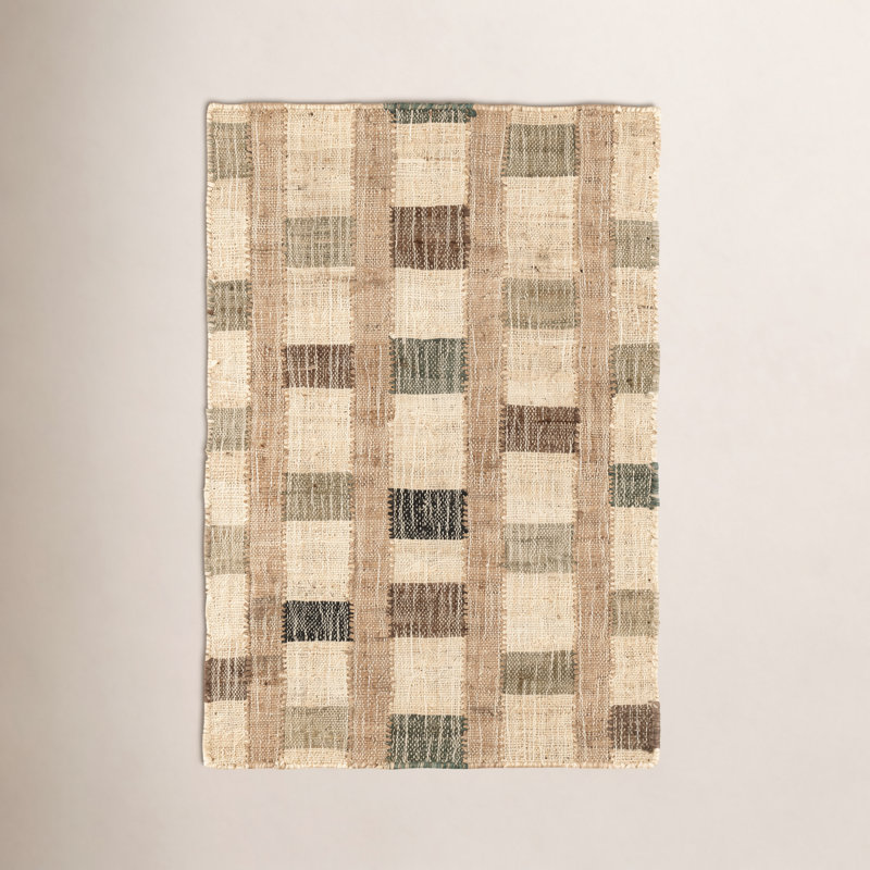 Mosaic Blue Handwoven Jute Rug, Rectangle 3' x 5'