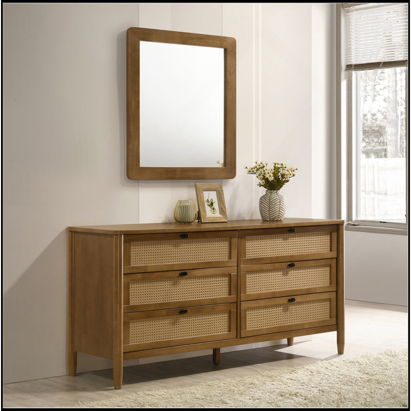 Commode 6 tiroirs avec miroir Vichy