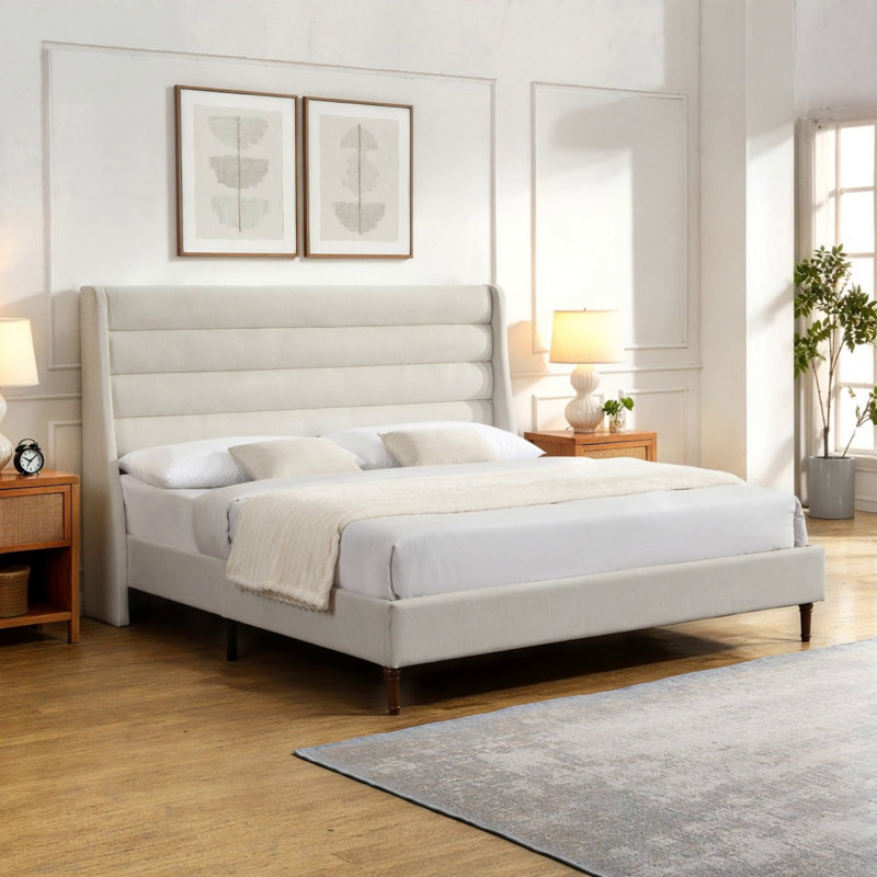 Lit plateforme tapissier avec vagues