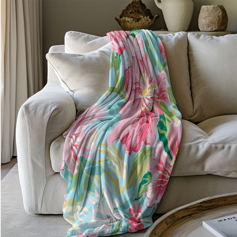 Motif de balise maritime - 1 pièce Sherpa Premium, L 50 po x L 60 po, Motifs floraux BCBG