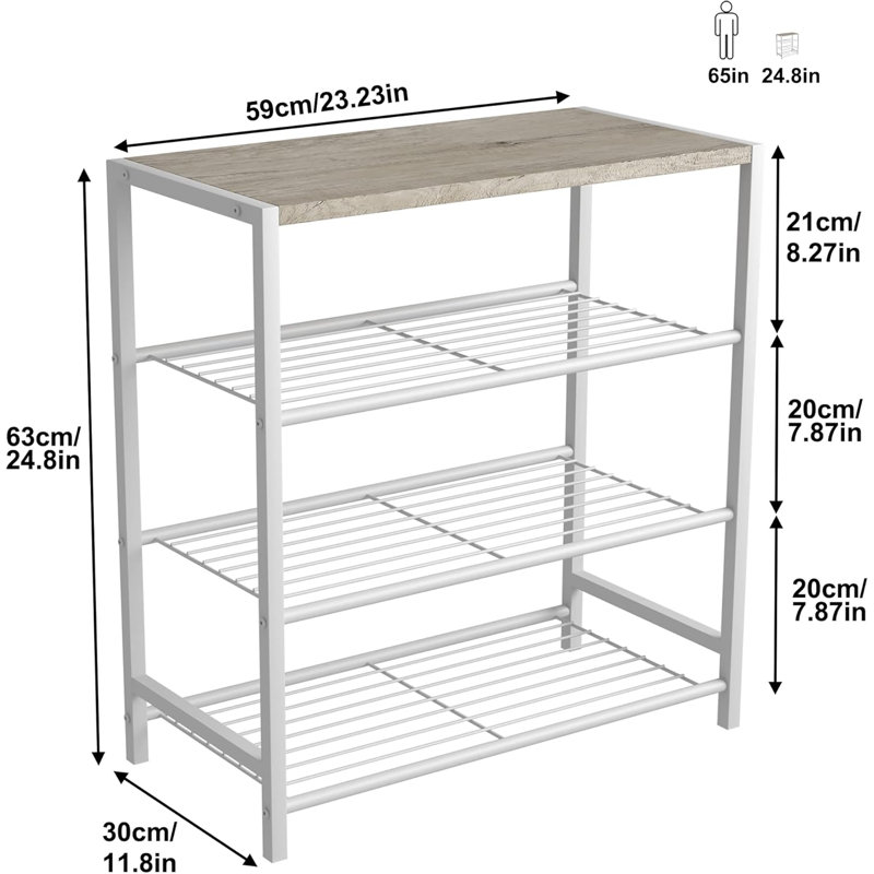 9 Pair Shoe Rack, White