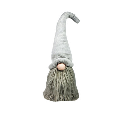 Sculpture gnome assise en tissu 30 po gris Groovy