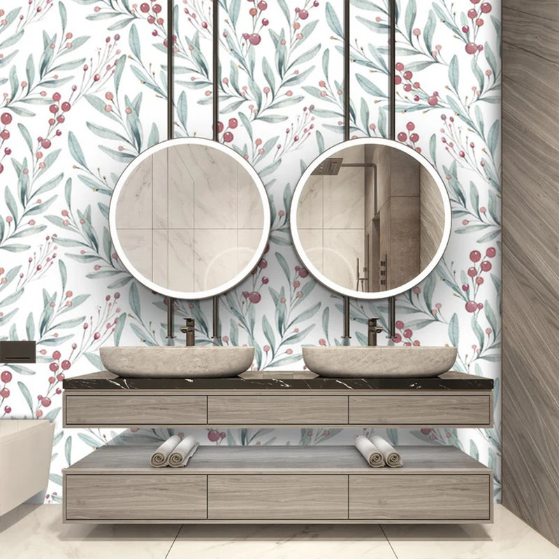 Brise botanique avec des accents de baies, L 118 po x l 236 po