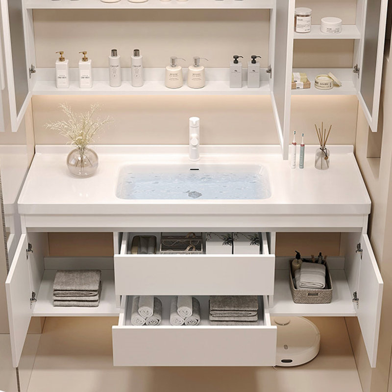 Cream style simple bathroom cabinet.