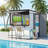 7x6 Ft Outdoor Storage Shed With Foldable Bar Counter & Hydraulic Support Overhang, Backyard Bar Cabana,  Weather-Resistant Shed With Lockable Door For Patio & Lawn,Lean-To Entertainment Shed, Gray