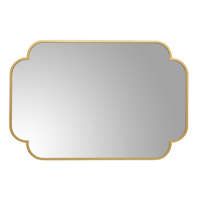 Metal Flat Wall Mirror, Gold, 36" x 24"