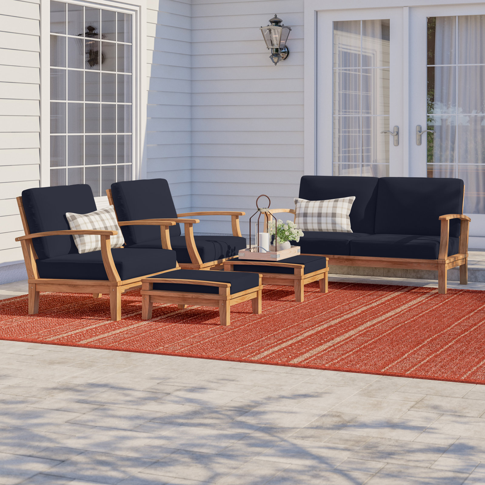 Marina 4-Person Teak Patio Seating Group, Navy