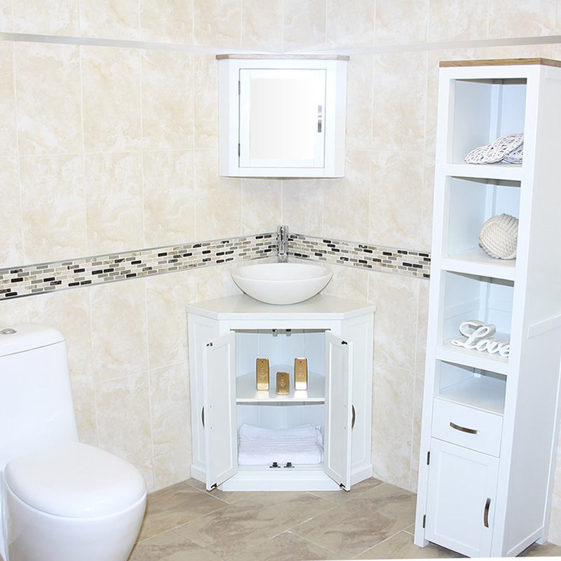 Aneko 550mm Single Bathroom Vanity with Vessel Stone Basin, White, White Quartz
