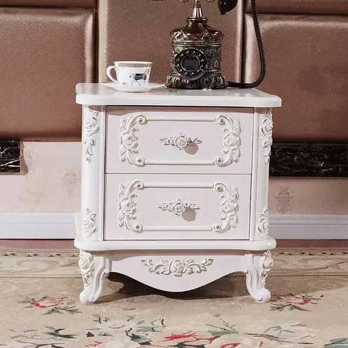 Janessa Side Table European Nightstands Vintage Ordinary Style, Off White