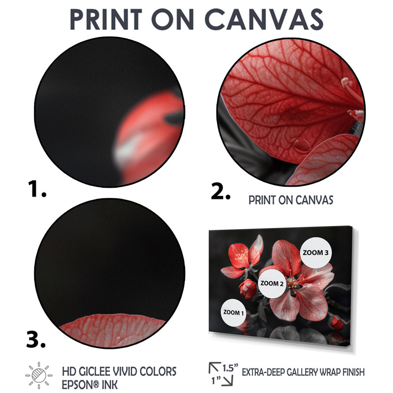 Geib - Fleur de pommier, art mural, salon, H 28 po x l 60 po x P 1,5 po, Cadre flottant noir